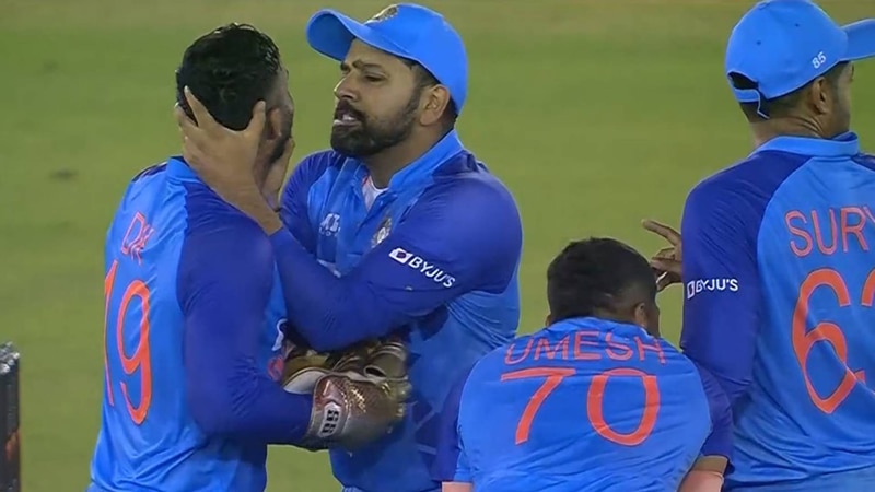 watch: rohit sharma playfully scolds dinesh karthik for not appealing hard enough